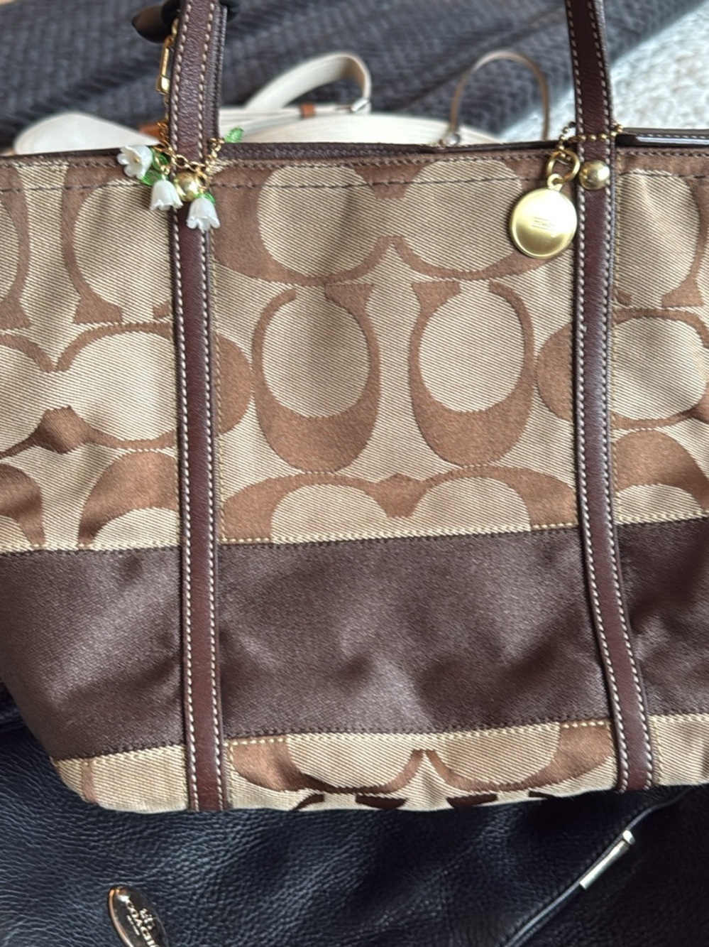Coach Tan and Brown Signature Canvas Tote